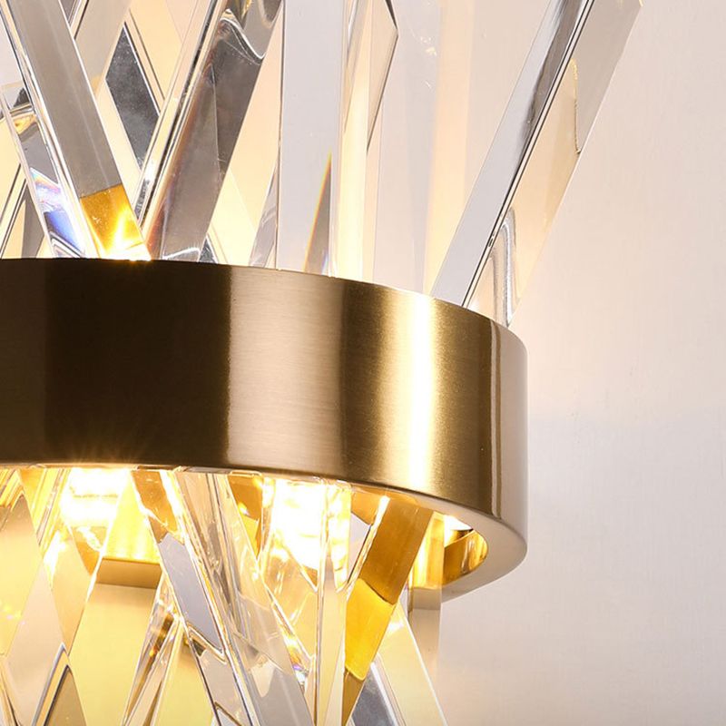 Geometric Shape Crystal Wall Light Modern Style 1 Light Wall Light Sconce in Gold