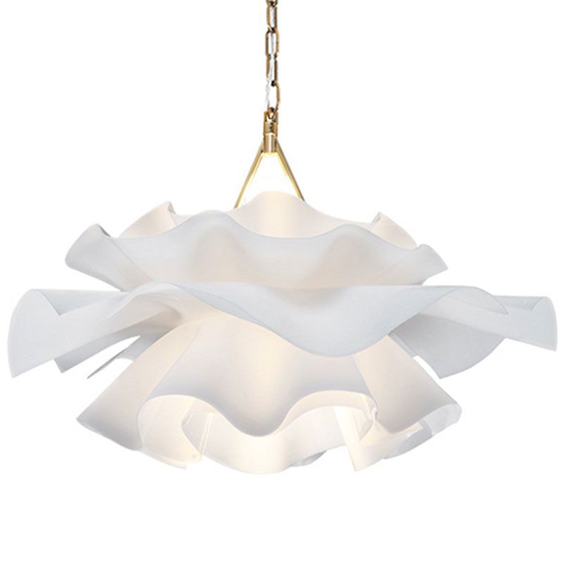 Modern Stylish Flower Suspension Light Single Head Acrylic Pendant Light in White for Bedroom