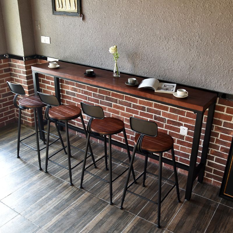 Industrial 1/5 Pieces Bar Table Set Rectangle Pine Wood Counter Table for Cafe