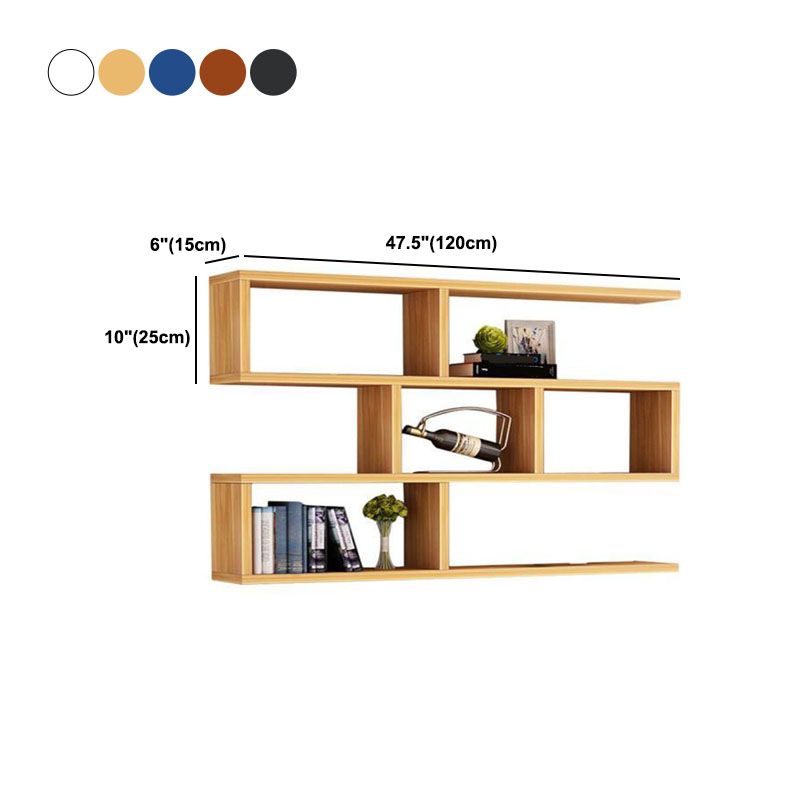 Modern Floating Bookcase with Shelves Geometric Bookshelf for Living Room