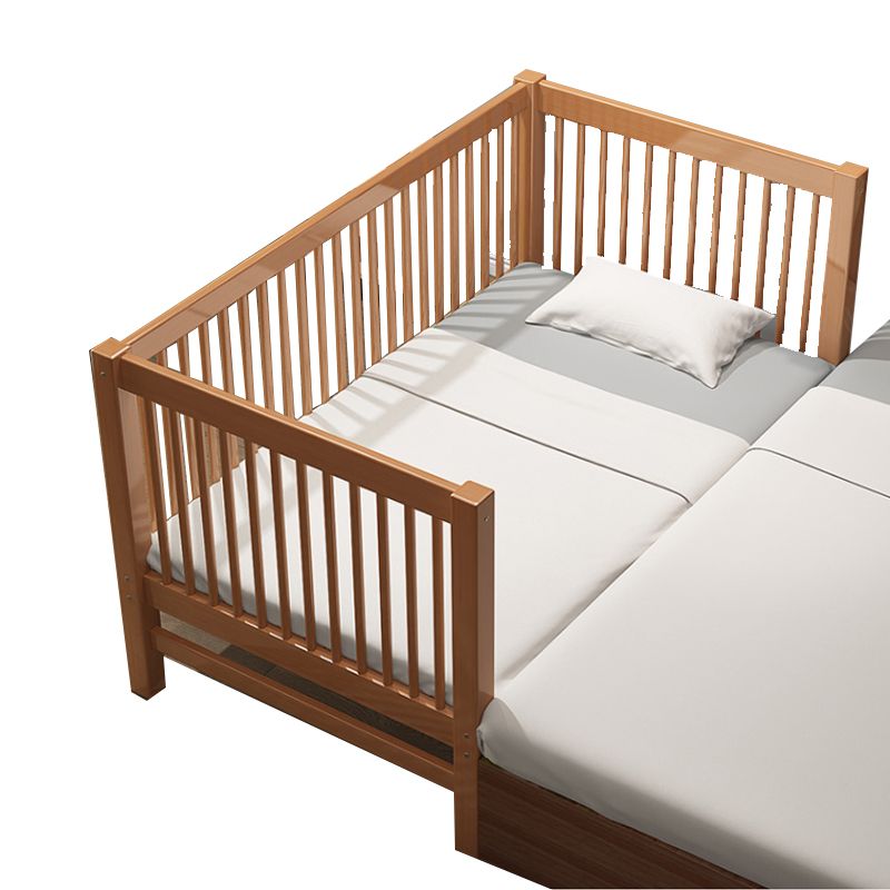 Solid Wood Baby Crib Farmhouse Birch Nursery Bed with Guardrail