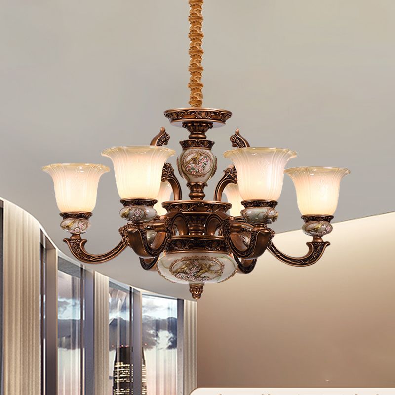 Metaal Swooping arm plafond kroonluchter traditionele stijl 6/8 lichten logeerkamer ophanging licht
