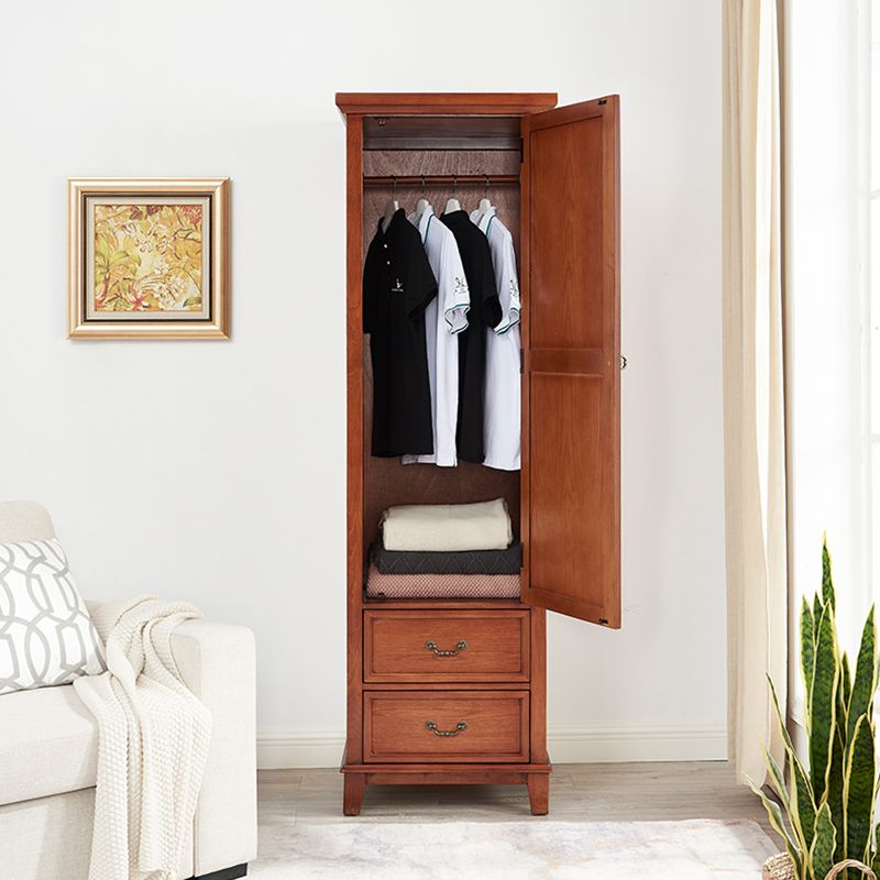 Traditional Rubberwood Armoire for Home Matte Finish Cabinet with Hinged Door