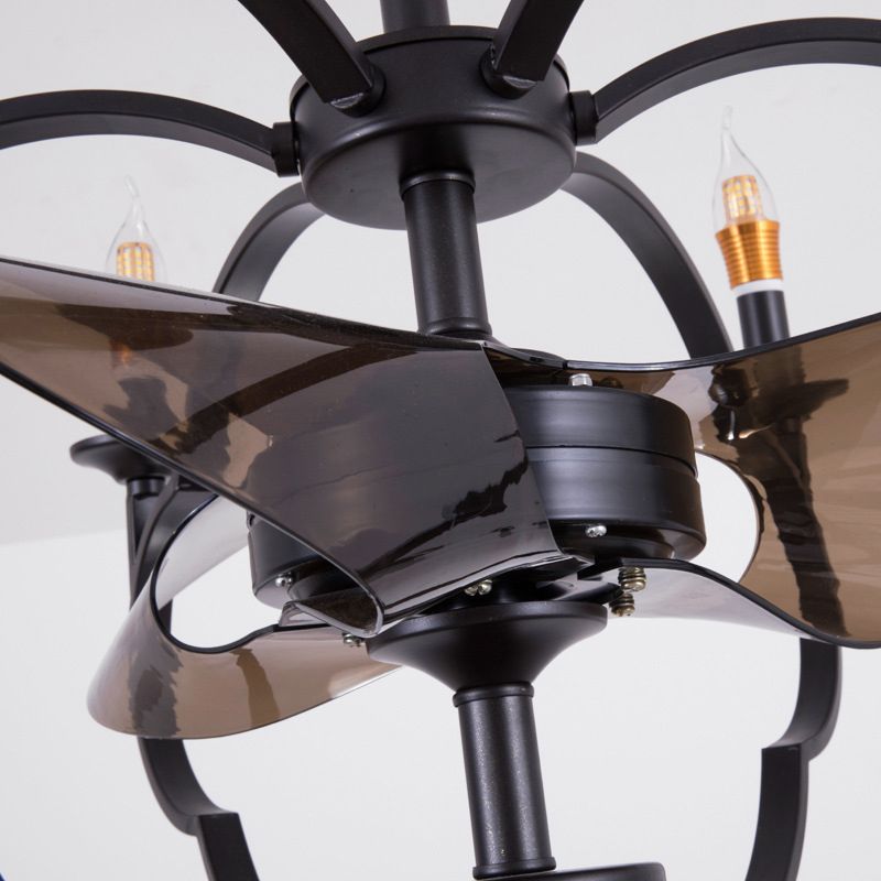 Exposed Bulb Suspension Light Traditional Style Metal 6 Lights Dining Room Chandelier Lighting in Black