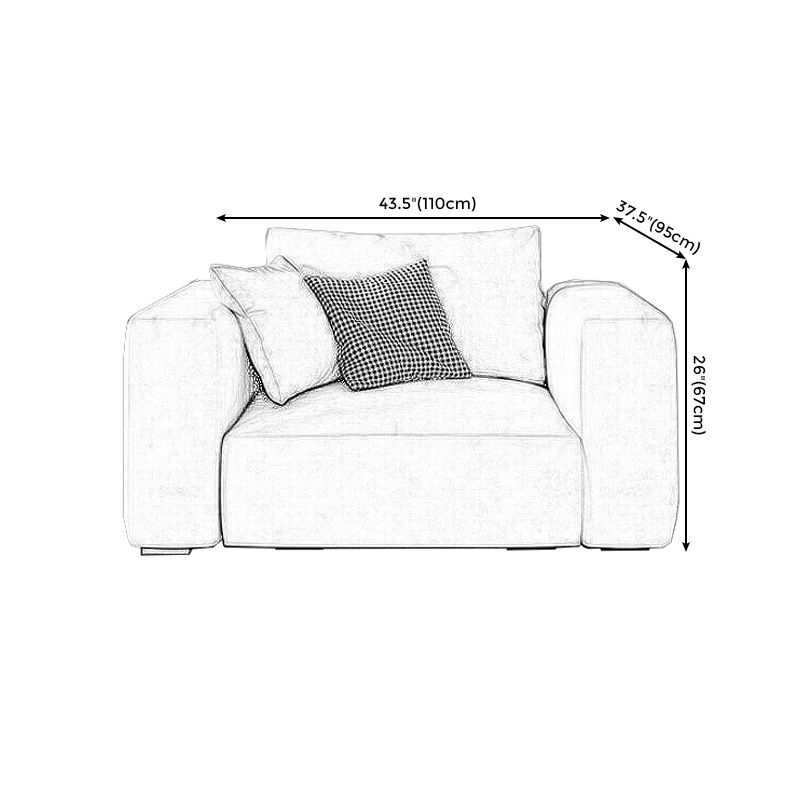Square Arm Cream Cushion Back Sectional Contemporary Stain-Resistant Sofa