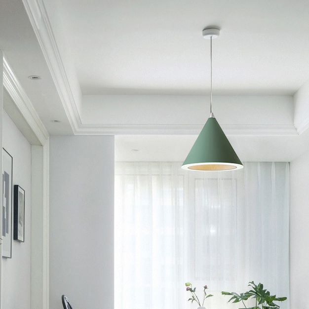 Contemporary Single Light Hanging Lamp Macron Metal Led Pendant Light for Study Room