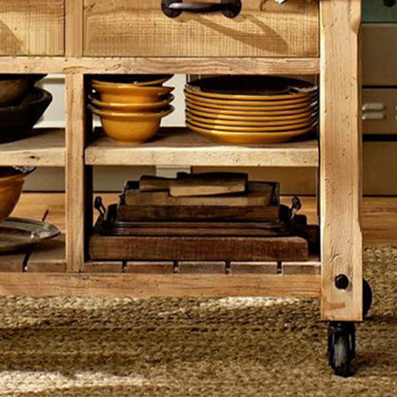 Modern Kitchen Island Table Dining Room Prep Table with Open Shelves