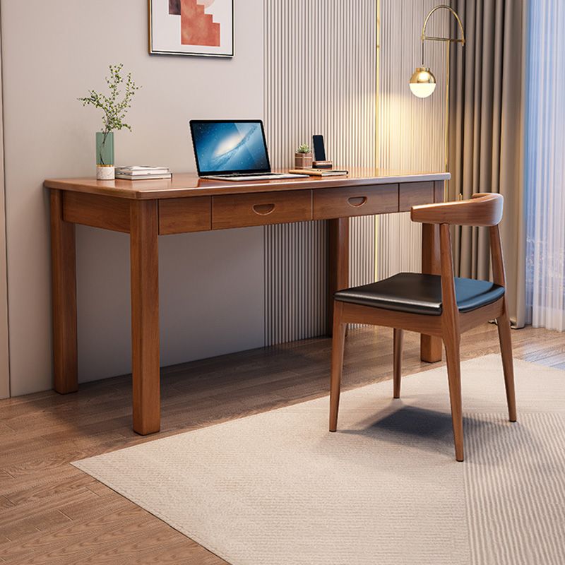 Solid Wood Writing Table with 2 Storage Drawers Contemporary Child Desk