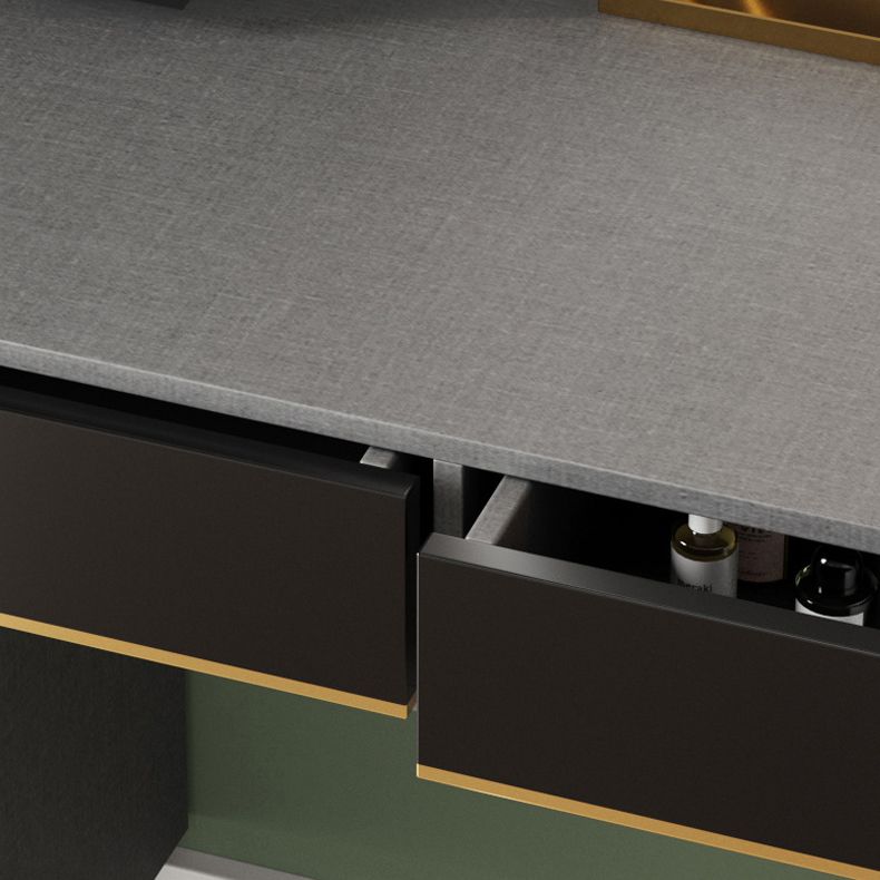 Black Make-up Vanity 15.74" Wide Wood Vanity Set with Storage Drawers