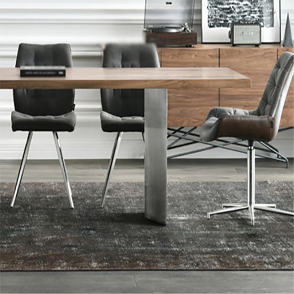 Rectangle Kitchen Dining Table Solid Wood Table Luxury with Double Pedestal Base