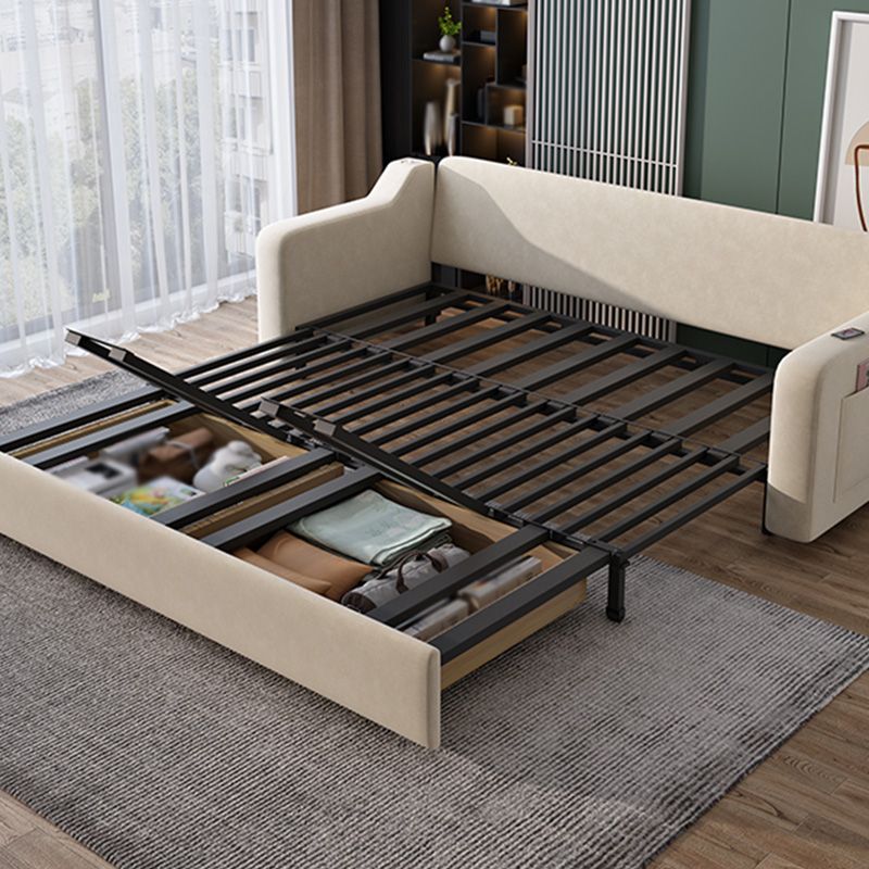 Convertible Sofa Bed with Storage Velvet Sloped Arm Futon Sofa Bed