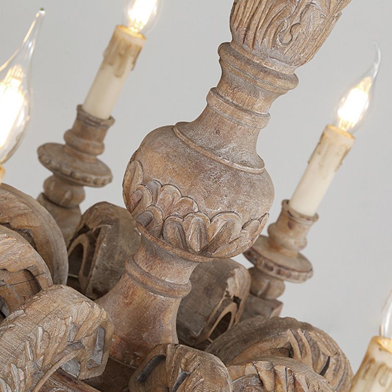 Massivholzkandelabra Kronleuchter Vintage Country Style Parlour Anhänger Licht