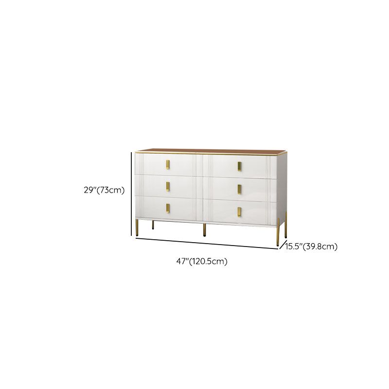 Glam Stone Chest Bedroom White Storage Chest with Metal Legs