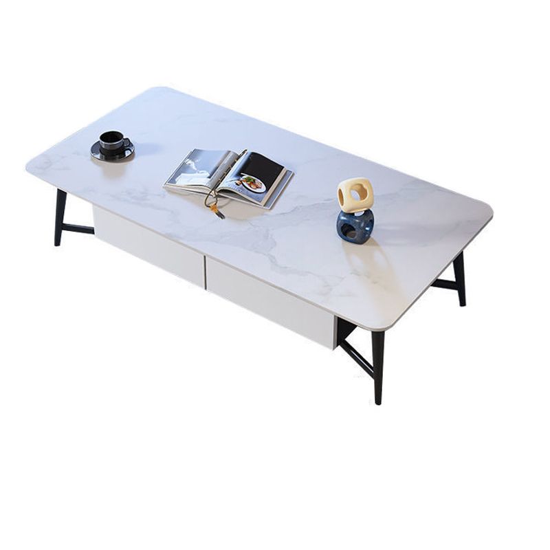 Slate 4 Legs 1 Coffee Table Rectangle Cocktail Table with Storage Drawers
