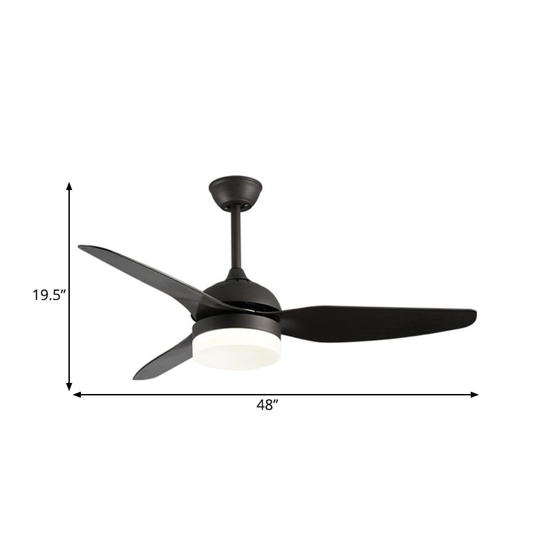 Metall Black Deckenventilator Leichte Trommel zeitgenössische 3 Klingen LED SEMI BUSH MOUND LAMP, 48 "W.