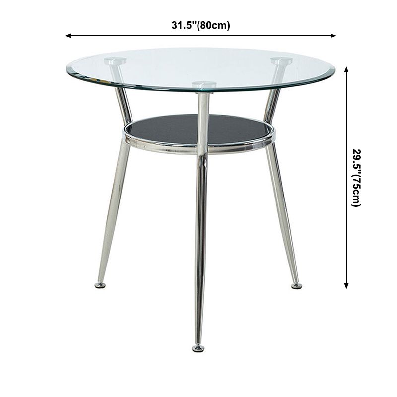 Modern Style Glass Dining Table Clear Round Table with 3 Legs for Home Use