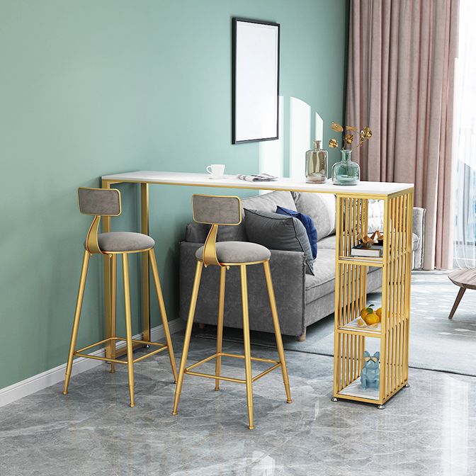 Glam Faux Marble Bar Dining Table Rectangle Bar Table for Dining Room