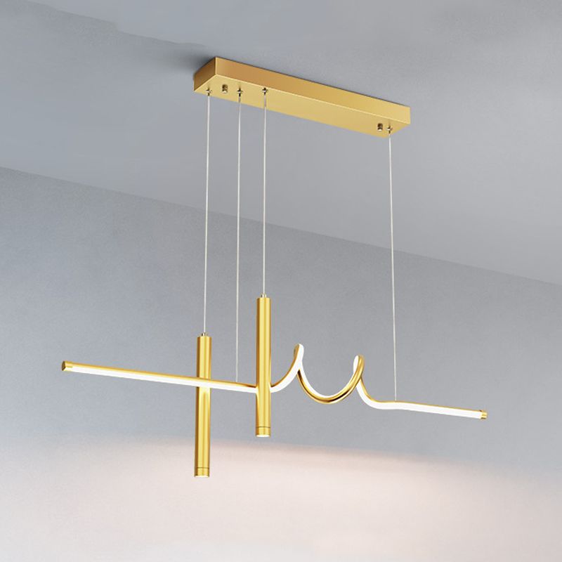 Metal Linear Shade Island Pendant Modern Style Multi Light Island Lighting for Living Room