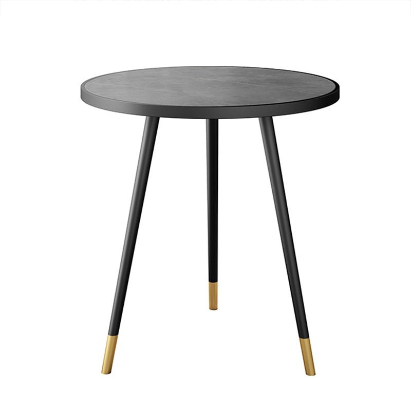 Modern Style Rock Slab Countertop Wood Base Grey/white/black Round Side Table