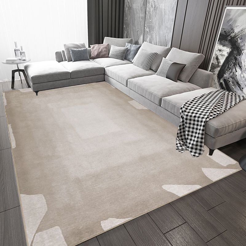 Yellow Living Room Rug Modernist Abstract Rug Chenille Washable Anti-Slip Backing Pet Friendly Carpet