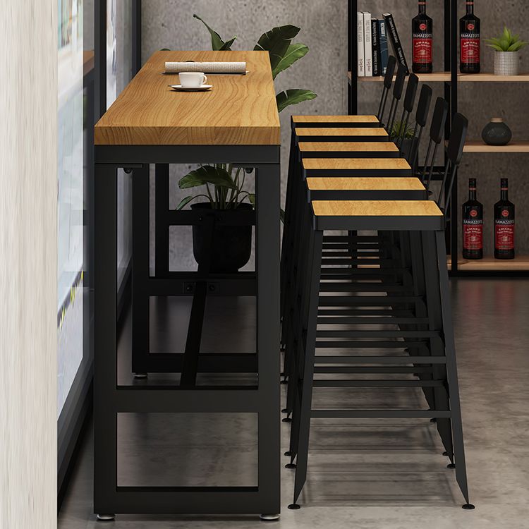 Industrial 1/7/12 Pieces Bar Table Set Rectangle Pine Wood Counter Table with High Stools