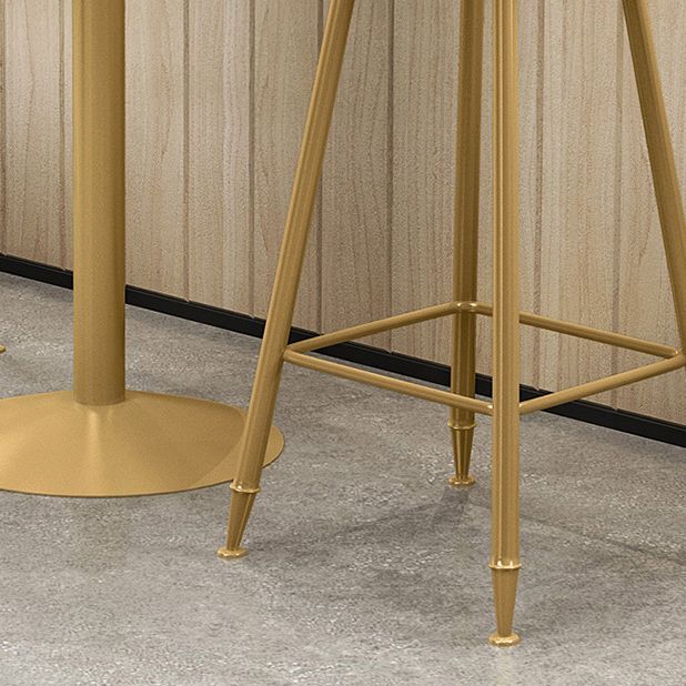 Glam Style Bar Table Set 1/2/3/5 Pieces Square Bar Table with Metal Stools