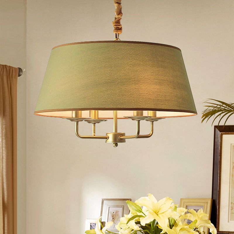 Vintage Empire Shade Candelier Luz colgante 4 cabezas de tela Luz colgante para dormitorio