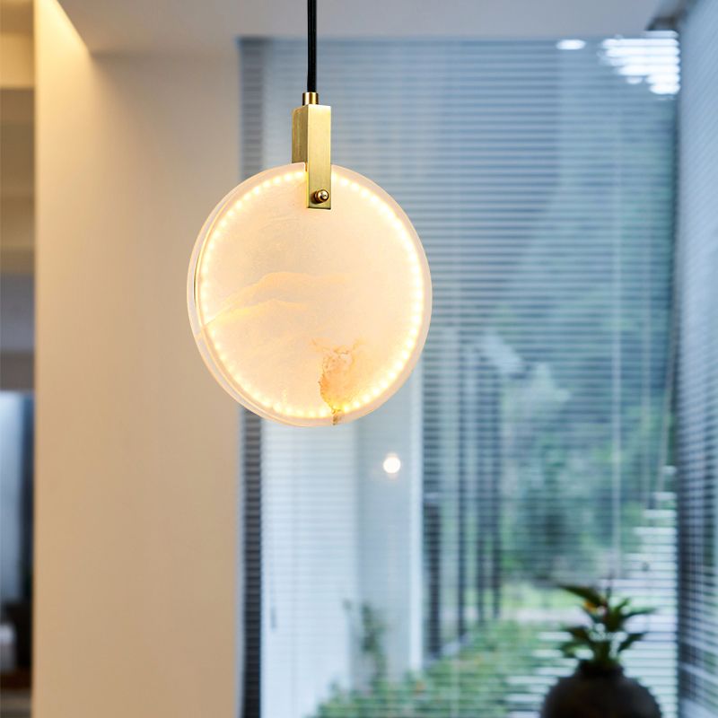 Marble Circular Shrow Lights Style moderne 1 Light Hanging Mount Fixture