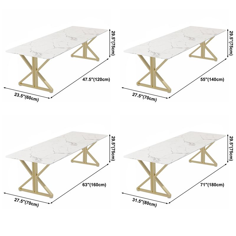 Mesa de comedor de doble pedestal rectángulo Tono blanco con piedra sinterizada