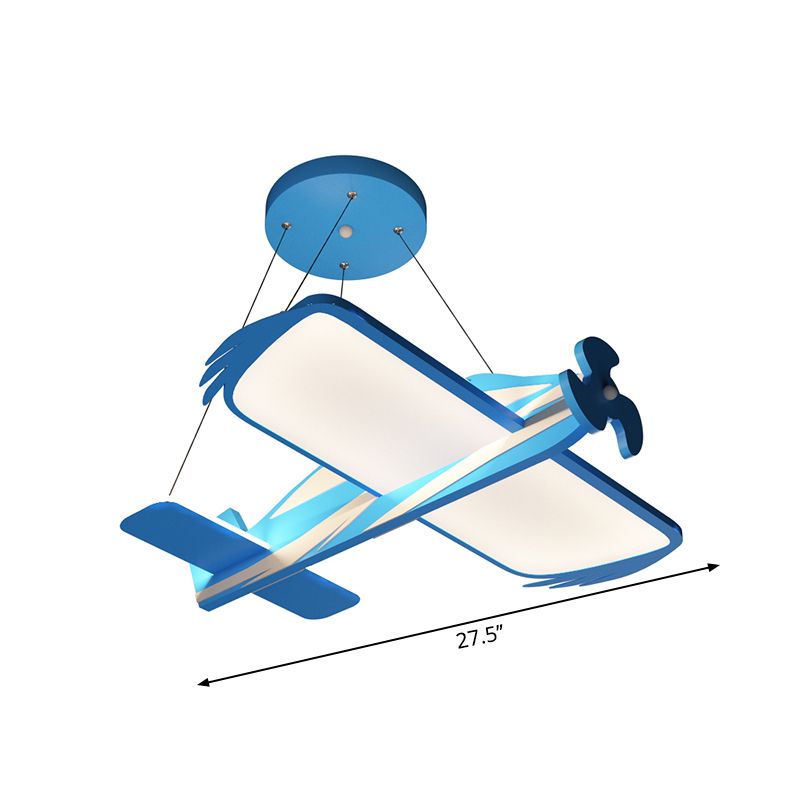 Blue Airplane Pendant Chandelier Modern LED Metallic Hanging Light Fixture for Children Room