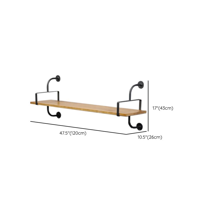 Metal and Wooden Shelf Bookcase Floating Open Wall Mounted Book Shelf for Study Room