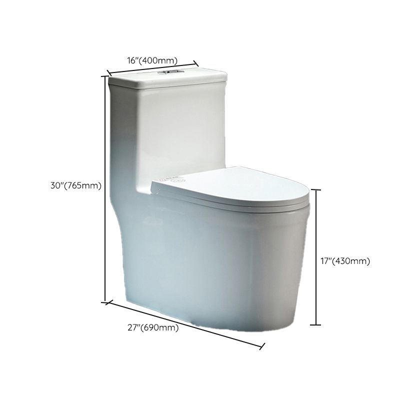 Contemporary 1 Piece Flush Toilet White Floor Mounted Urine Toilet for Washroom