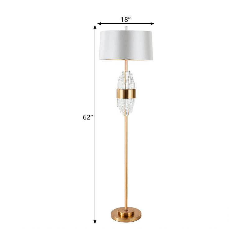 1 ombre de têtes de canon debout clair finition en laiton moderne lampadaire en tissu avec base en métal