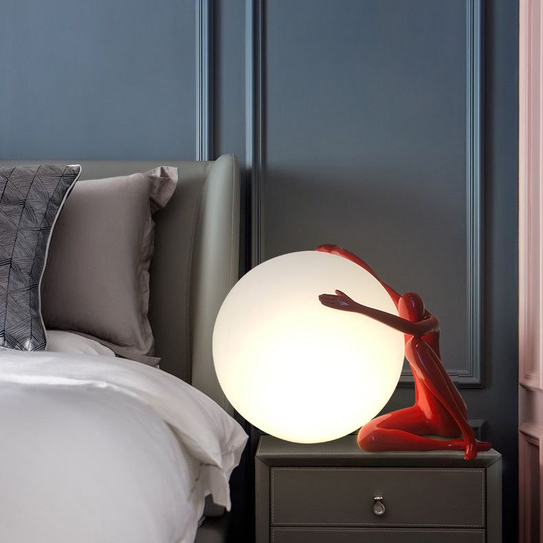 Modern Artistic Spherical Table Lamp Resin 1 Bulb Living Room Table Light