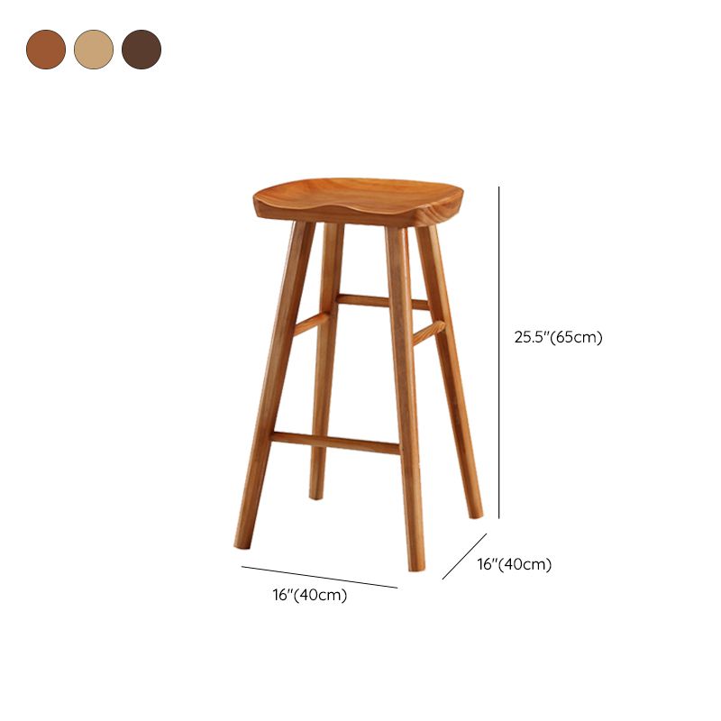 Modern Backless Contoured Seat Solid Wood Bar Stool for Restaurant