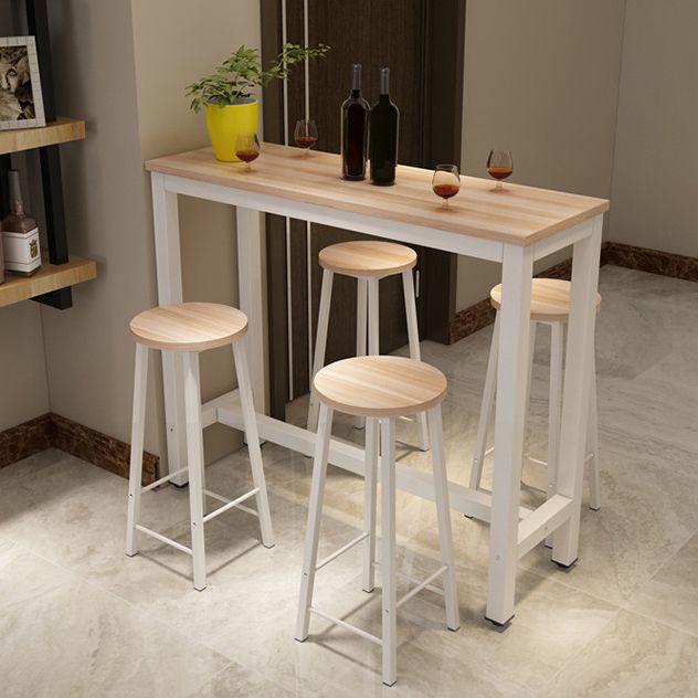 Modern Style Rectangle Bar Table Wood Bistro Bar Desk with Trestle Base