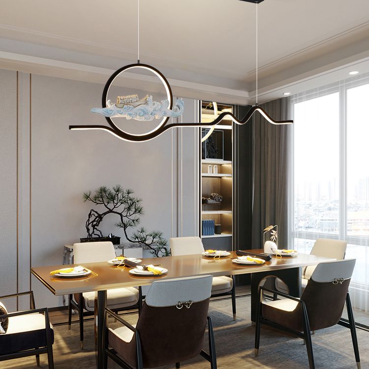 Linear Shape Island Lights Modern Style Metal 2 Light Pendant Lights