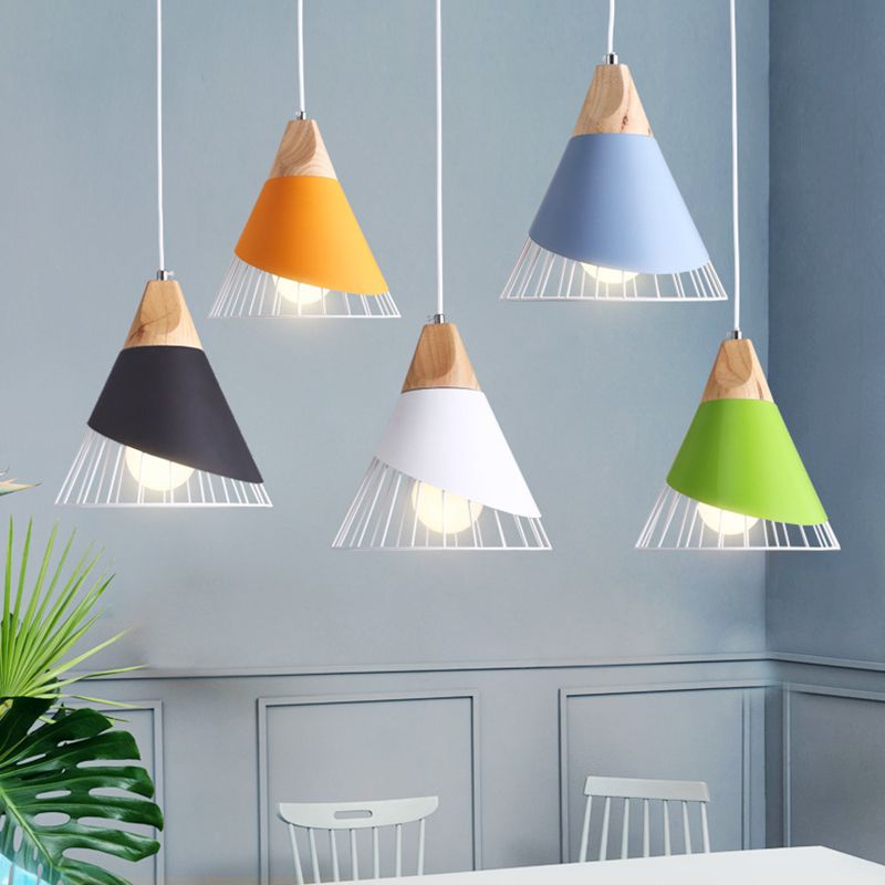 1-licht draadkooi hanglamp Noordelijke macarons stijl metalen woonkamer hangende lamp