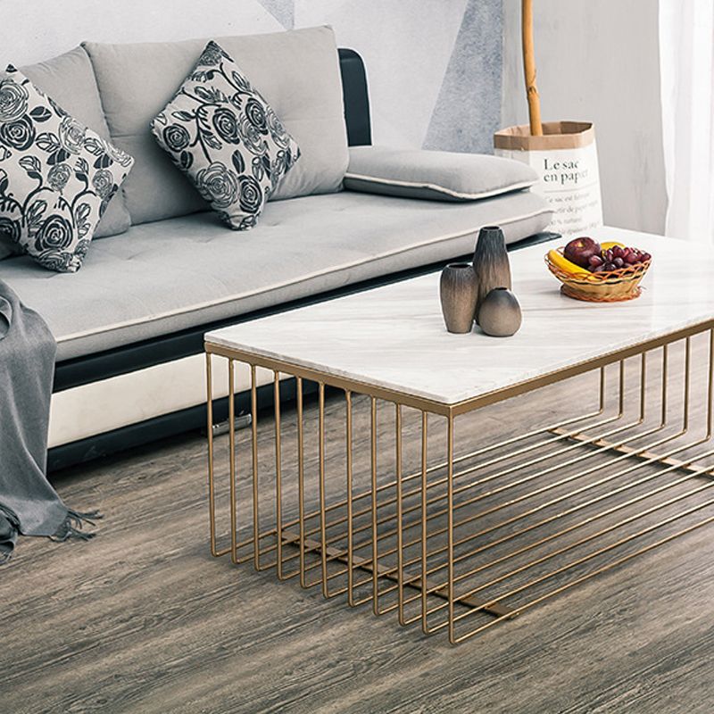 Frame Base Coffee Table Rectangular Gold Metal Cocktail Table
