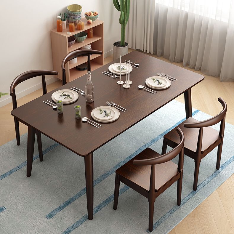 Minimalist Style Dining Table with Fixed Solid Wood Dining Table and Chairs for Home Use