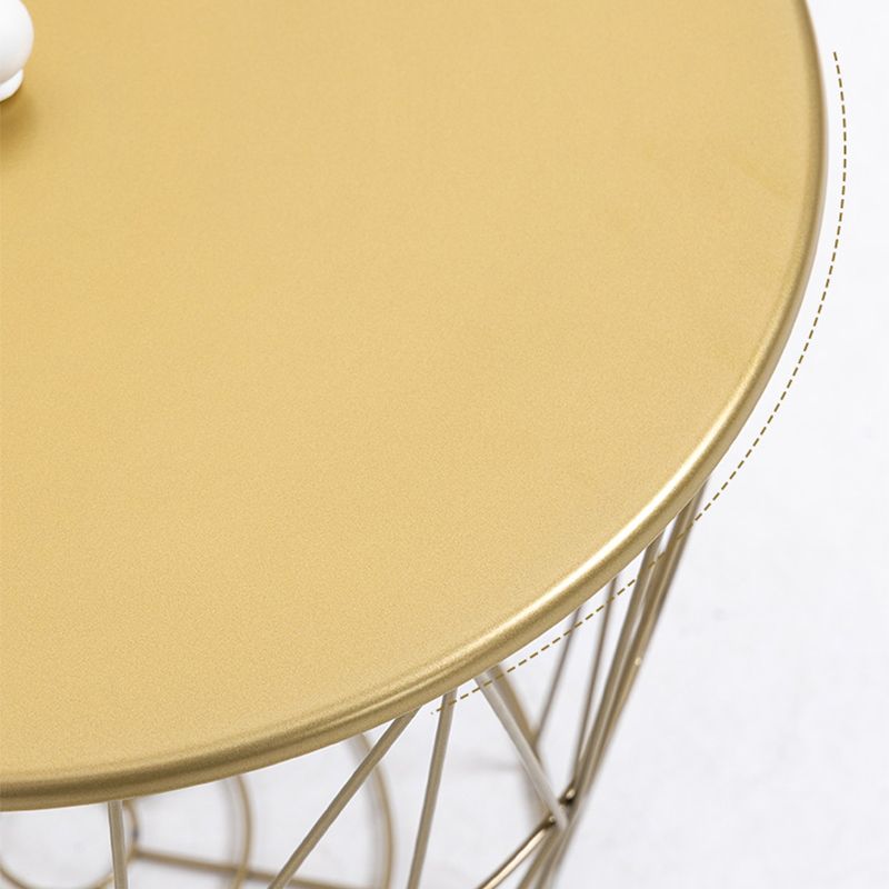 Fram Base Coffee or End Table with Storage Contemporary Metal Round Top