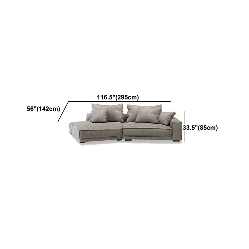 Scandinavian Square Arm Sectional with Pillow Back for Apartment