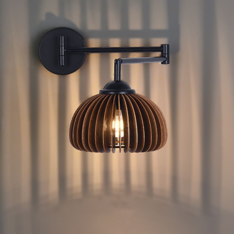Modern Wooden Wall Lamp 1-Light Wall Light Sconce for Bedroom