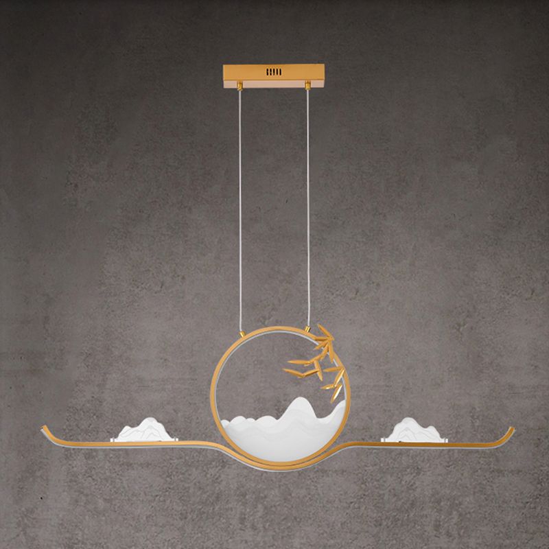 Modern LED Island Lighting Circle Metal Chandelier Light Fixture for Dining Room