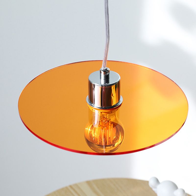 Circle Shape Hanging Lighting Modern Style Metal 1 Light Hanging Lamp for Bedside