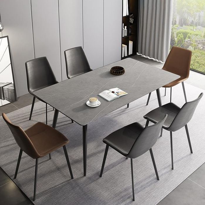 Contemporary Rectangle Dining Table Sintered Stone Table with 4 Legs for Home Kitchen Dinner