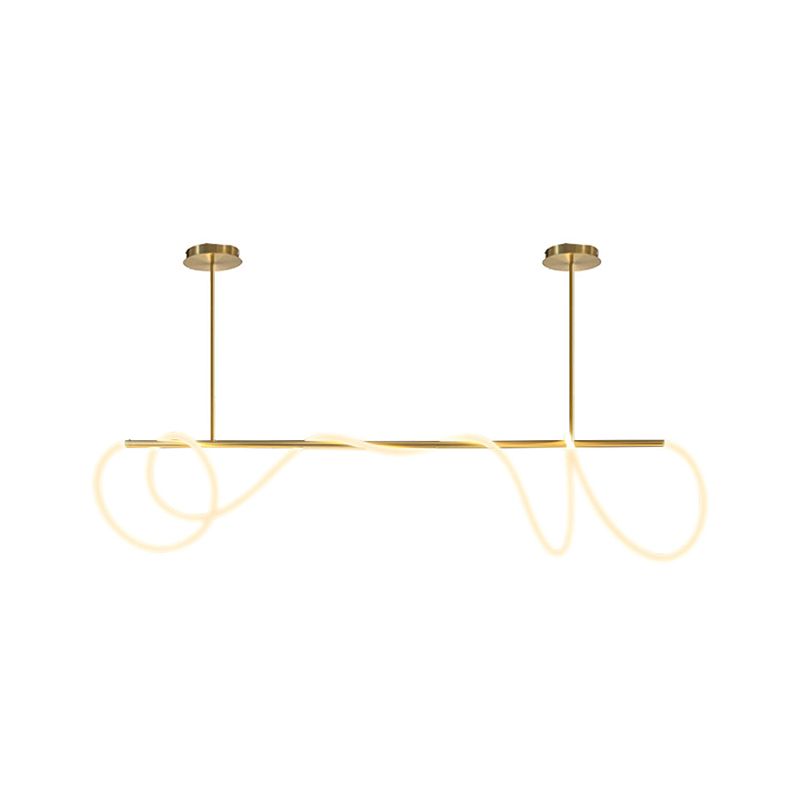 Light Isola LED Minimalist Minimalist Acrilic Flexible Tube Suspension con braccio lineare in oro, calda/bianca/naturale luce