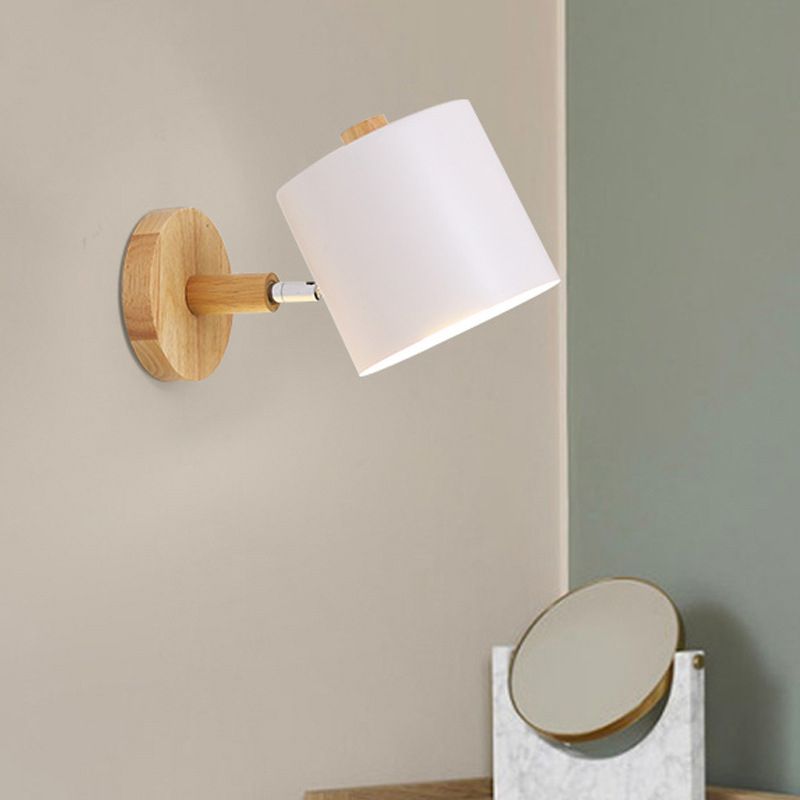 Macaron Cylindrical Wall Reading Lamp Metal 1 Head Bedroom Wall Light Fixture