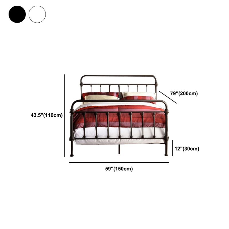 Industrial 45.27" High Bed Iron Bed with Rectangular Headboard