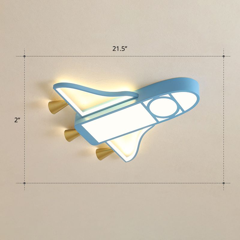 Lámpara LED empotrada Jet Plane, lámpara de techo acrílica de dibujos animados para dormitorio infantil en azul